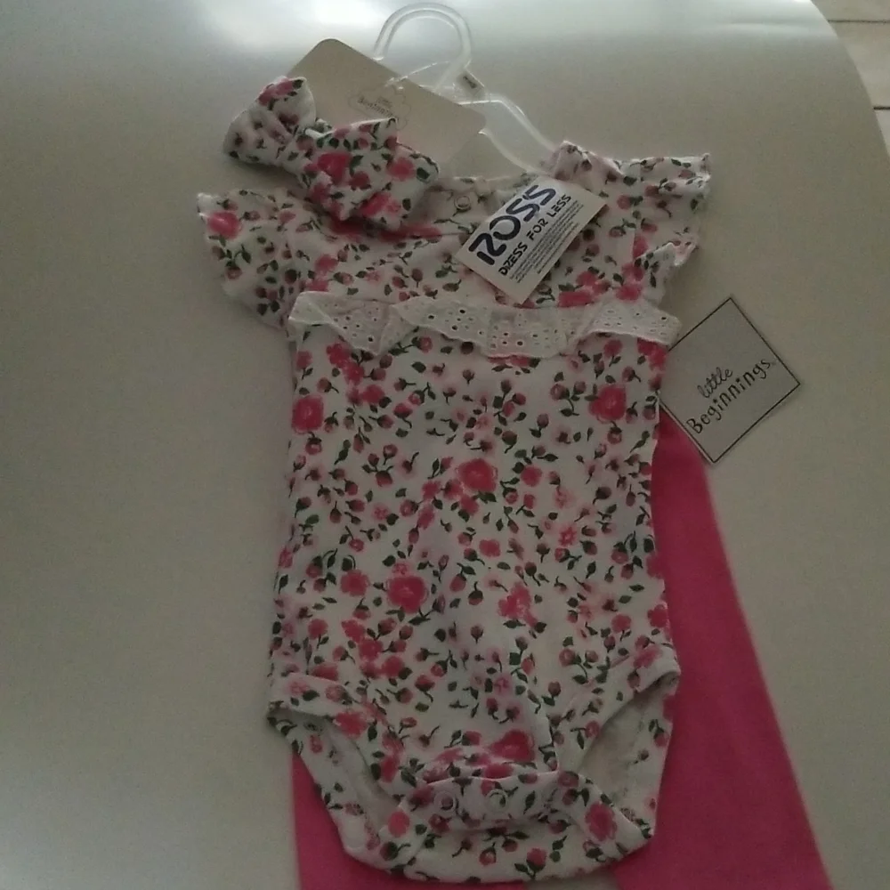 Little Beginings Girls 3 Pc Set 3/6 Months NEW